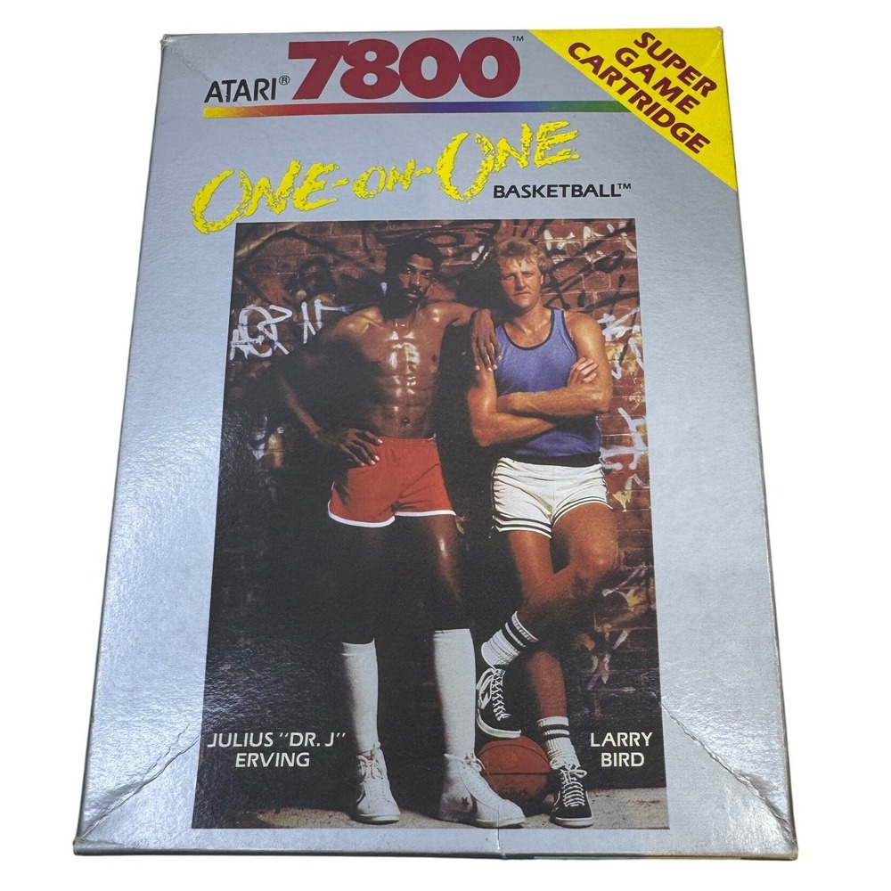 One-on-One Basketball Atari 7800 Super Game Cartridge CX7824 1987 Larry Bird